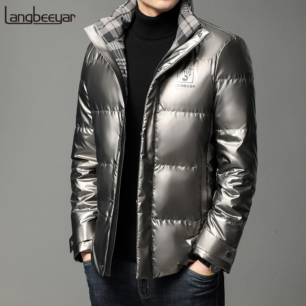 

2020 Winter New Brand Casual Fashion 90% Duck Down Coat Men Parka Windbreaker Puffer Jacket Shiny Black Bubble Coat Men Clothing