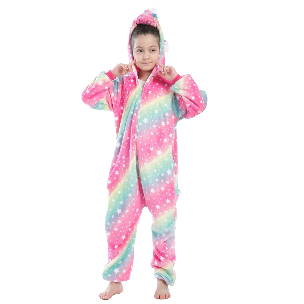 Unicorn Costume Baby Girl Boy Flannel Soft Warm Kigurumi Pajamas Pyjamas Kids Unicornio Pijamas Onesies Pajama for 4-12Years