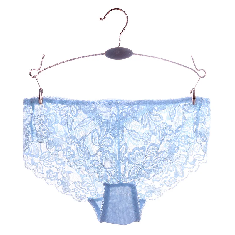Light Blue Женское нижнее белье, нижнее белье, сексуальные трусы, кружевные короткие трусики, Экзотические трусы, хлопковые сексуальные женские трусики - Цвет: Light Blue