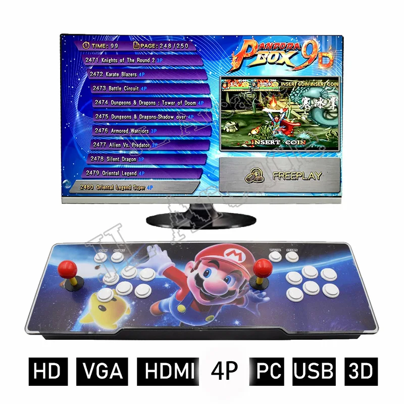 

Pandora Box 9d 2500 in 1 PCB Game Board Arcade Game Console 2500 Games with Sanwa joystick for 2 player Home fighting machine