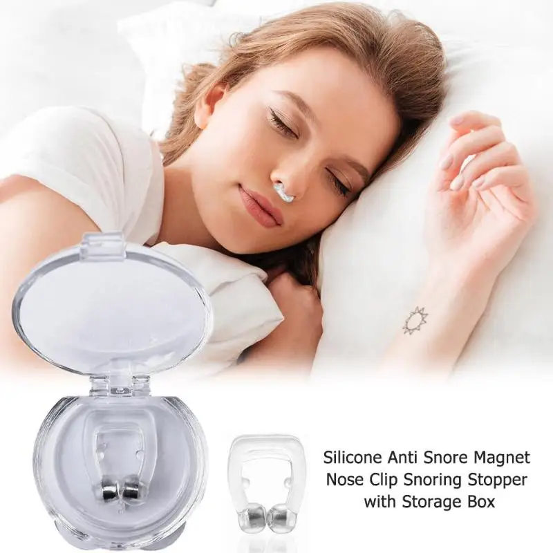 

2pcs Silicone Anti Snore Magnet Nose Clip Snoring Stopper with Storage Box No Harm Annoying Snoring Sounds Tools