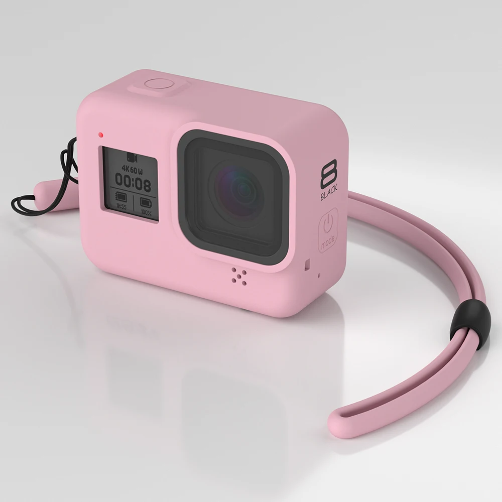 Силиконовый чехол для Gopro Hero 8, черный чехол, защитный чехол для Gopro 8, аксессуары для экшн-камеры - Цвет: Pink