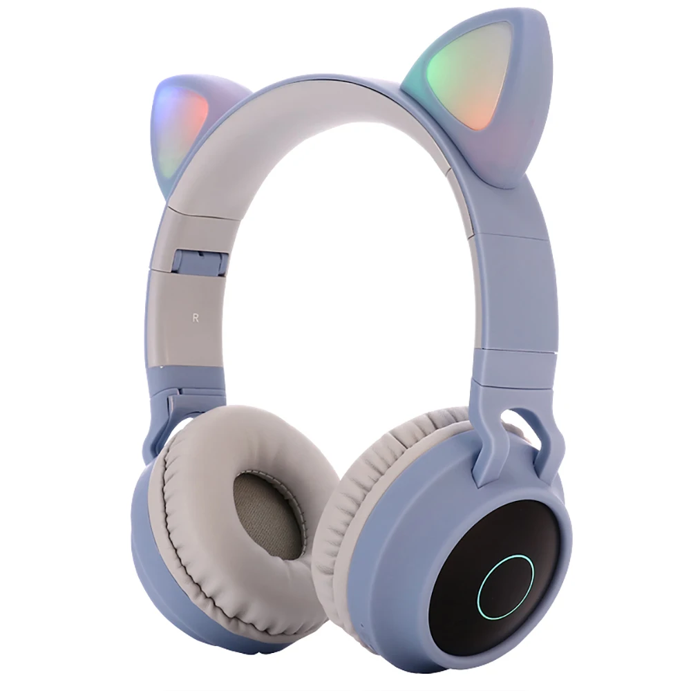 

Wireless Bluetooth Headset Set for the personal computer wireless headphones With Mic Bluetooth 5.0 LED Cat Ear Headphones