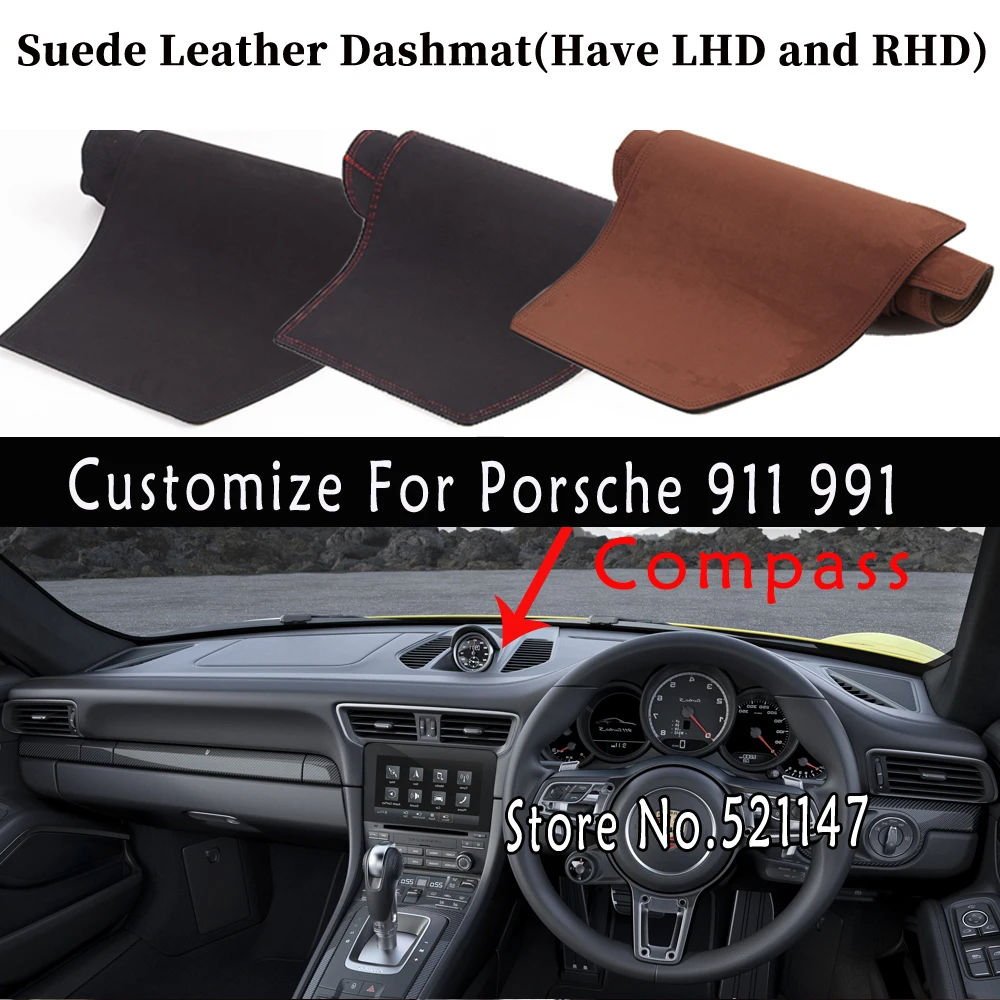 Accessori Car-Styling Tappetino Per Cruscotto In Pelle Scamosciata Copertura Per Cruscotto Tappetino Per Cruscotto Tappeto Per Porsche 911 991 2012-20