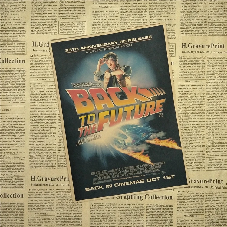 Back to The Future Posters Sci-fi Propaganda Retro Kraft Film Poster Decorative DIY Wall Canvas Sticker Home Bar Art Posters - Цвет: Коричневый
