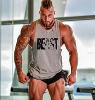 Vêtements de marque de gymnastique musculation Fitness débardeurs de course pour hommes entraînement gilet imprimé BEAST Stringer vêtements de sport maillot de corps musculaire 2