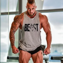 Спортивная брендовая одежда для бодибилдинга, фитнеса, мужские майки для бега, майка с принтом зверя, спортивная одежда, Облегающая майка