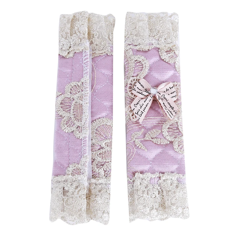 1pair Lace Flower Polka Dot Door/Refrigerator Handle Cover Practical Doorknob Door Handle Cover Double-door Fridge Gloves