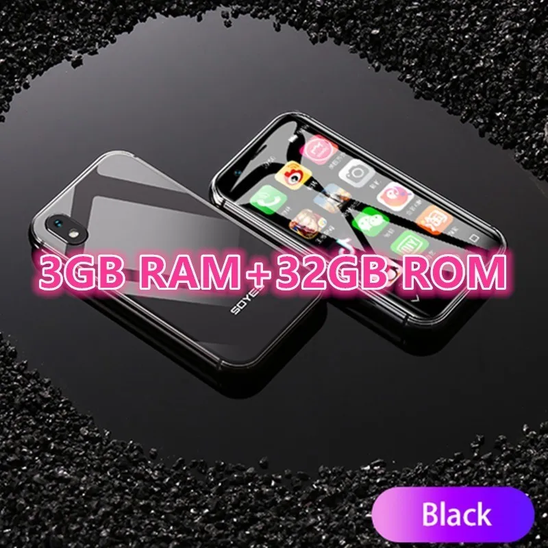 Black 3GB RAM Модный SOYES XS супер мини телефон Смартфон Android 6,0 3 ''Dual Sim четырехъядерный стеклянный корпус маленький 4G LTE мини мобильный телефон - Цвет: Black 3GB RAM