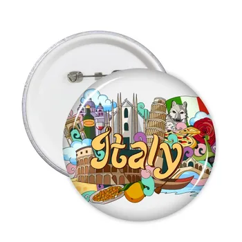 

Pisa Milan Cathedral Italy Graffiti Round Pins Badge Button Clothing Decoration Gift 5pcs