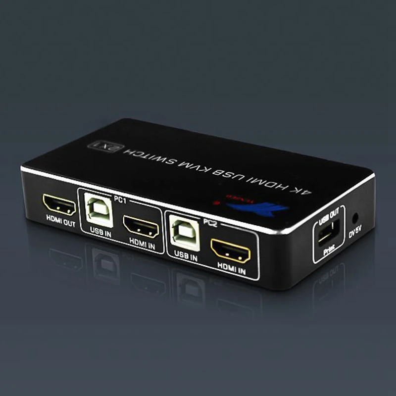USB HDMI 4K KVM Switch Control 2 Into 1Out Of the Shared Mouse and Keyboard Display KVM Switch Monitors-EU Plug