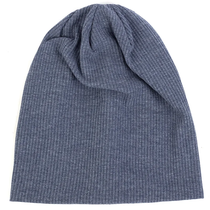 Теплая мягкая хлопковая шапочка, модная шапка унисекс в стиле хип-хоп для зимы и осени, трикотажное эластичное женское джентльменское Кепка с черепом - Цвет: Denim Blue