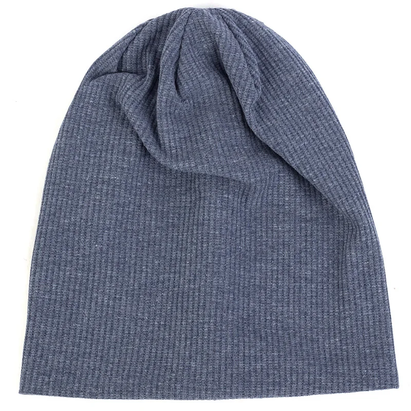 Denim Blue Теплая мягкая хлопковая шапочка, модная шапка унисекс в стиле хип-хоп для зимы и осени, трикотажное эластичное женское джентльменское Кепка с черепом - Цвет: Denim Blue
