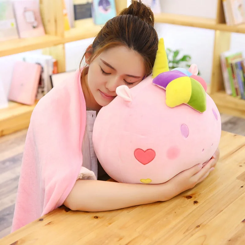 

Sweet Gemini Unicorn Pillow And Blanket Plush Toys GIRL'S Heart Office Air Conditioner Siesta Blanket Birthday Gift