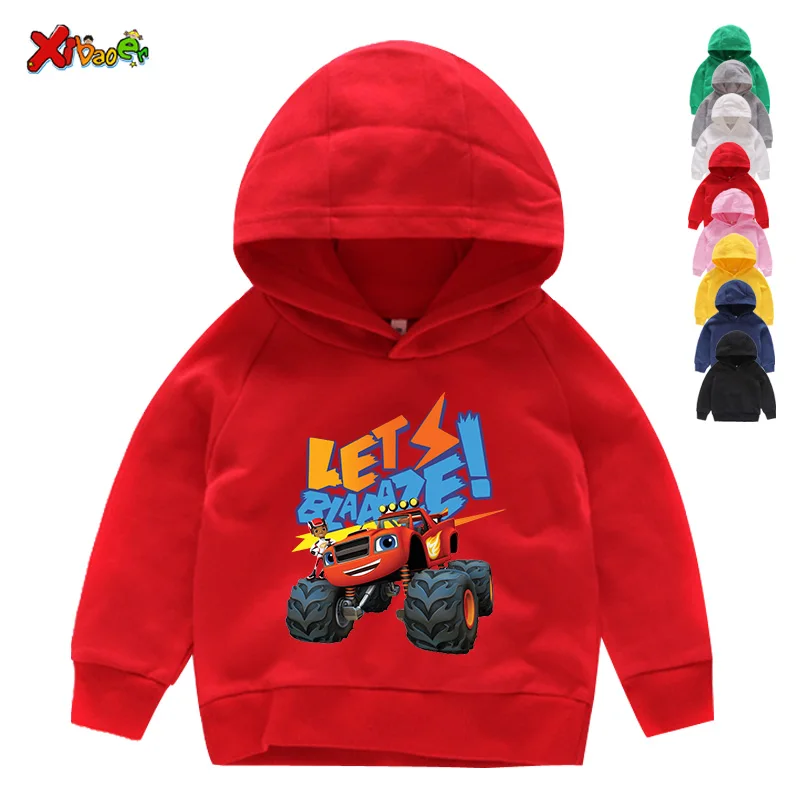 Blaze And The Monster Machines Cartoon Kids Funny Felpa Baby Boys Girls Winter Shirt Bambini Top Toddler Clothes Felpa Con Cappuccio