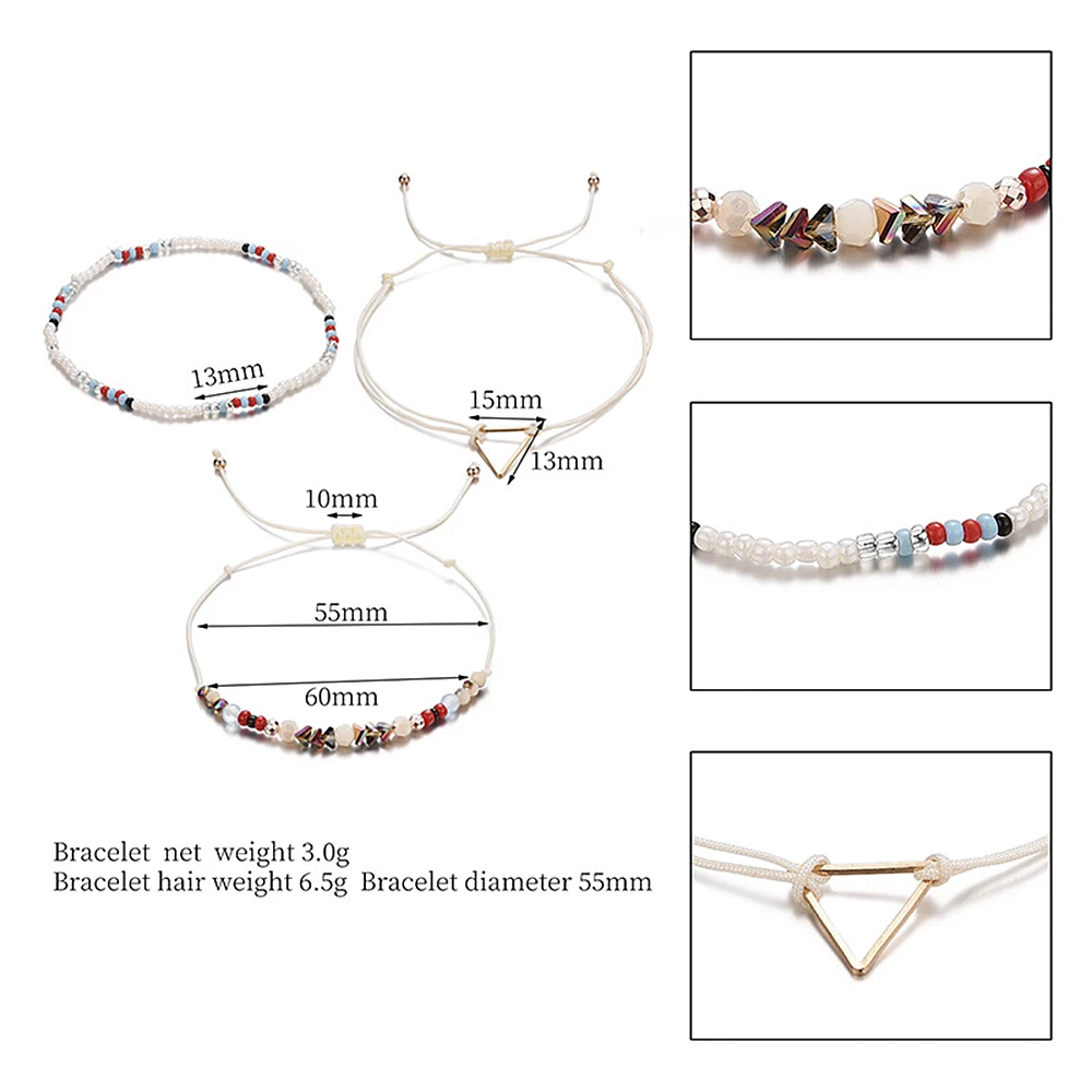 3 шт./компл. Boho Для женщин Оболочка жемчужные бусы, натуральный камень, сердечко с бахромой в виде звезд, с украшением в виде кристаллов браслет подарок на летнюю вечеринку браслет-напульсник, высочайшего качества, senhora