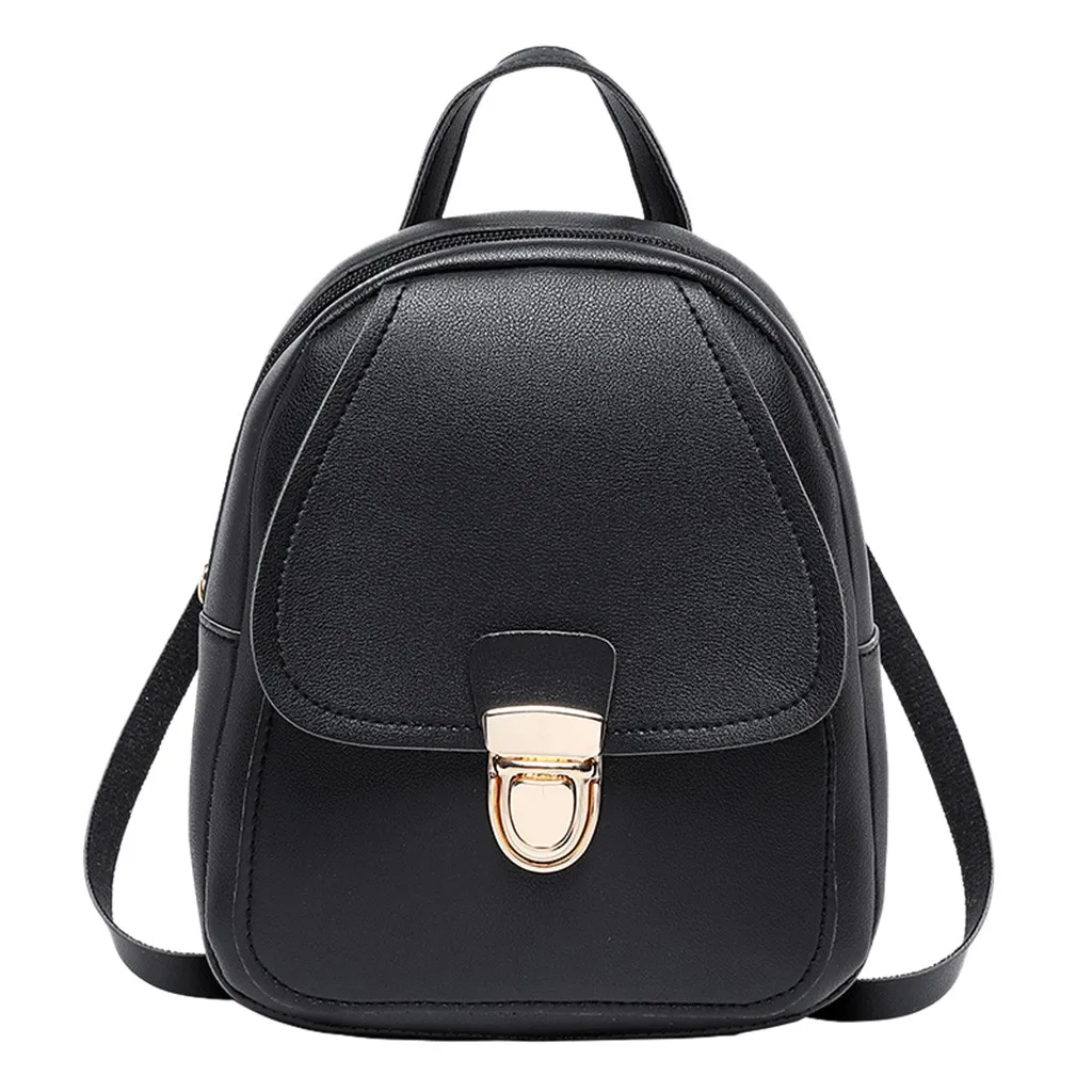 Женский кожаный рюкзак, Маленький модный Школьный Рюкзак Для Путешествий, для девочек-подростков, мини-рюкзак, сумка на плечо, Mochila Feminina Sac A Dos Femme - Цвет: black