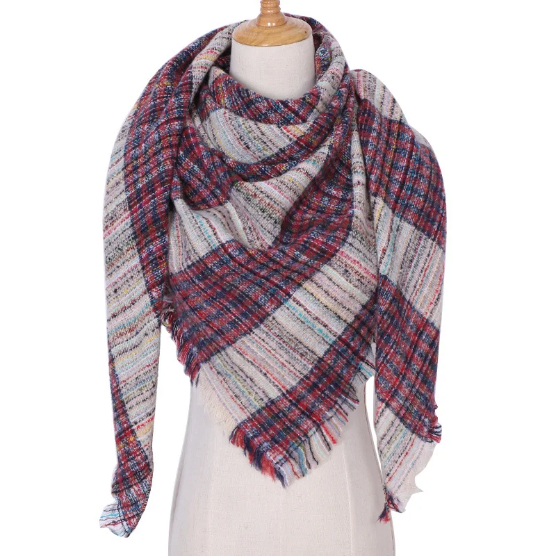 2019 new designer brand women cashmere scarf triangle winter scarves lady shawls and wraps knit blanket neck striped foulard (16)