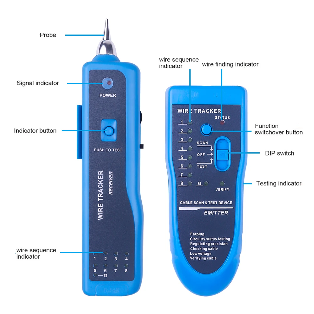 Lan Network Cable Tester Detector Tracer Toner Ethernet LAN Line-Finder Tool For RJ11 RJ45 Cat5 Cat6 Telephone Wire Tracker telephone cable tracer