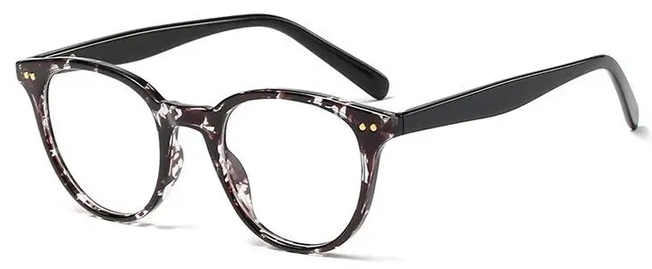Модные круглые очки из поликарбоната, женские очки, очки для близорукости, мужские очки, оправа для очков, оптические прозрачные линзы, очки в винтажном стиле - Цвет оправы: C2black flower clear