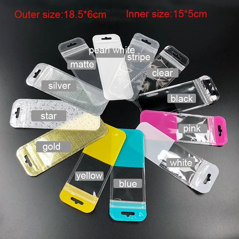H082ad38529bd4a8fa924dfb624ca2689J 50Pcs/Lot Long Plastic Ziplock Package Bag Pens Leather Keychain Watch Band Jewelry Pouch Self Sealing Makeup Brush Packing Bags