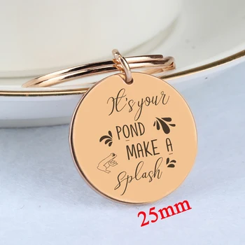 

Trendy Round Keychain It's Your Pond Make A Splash Stick FIgure Frog Inspirational Keyfobs Frog Charm Jewelry