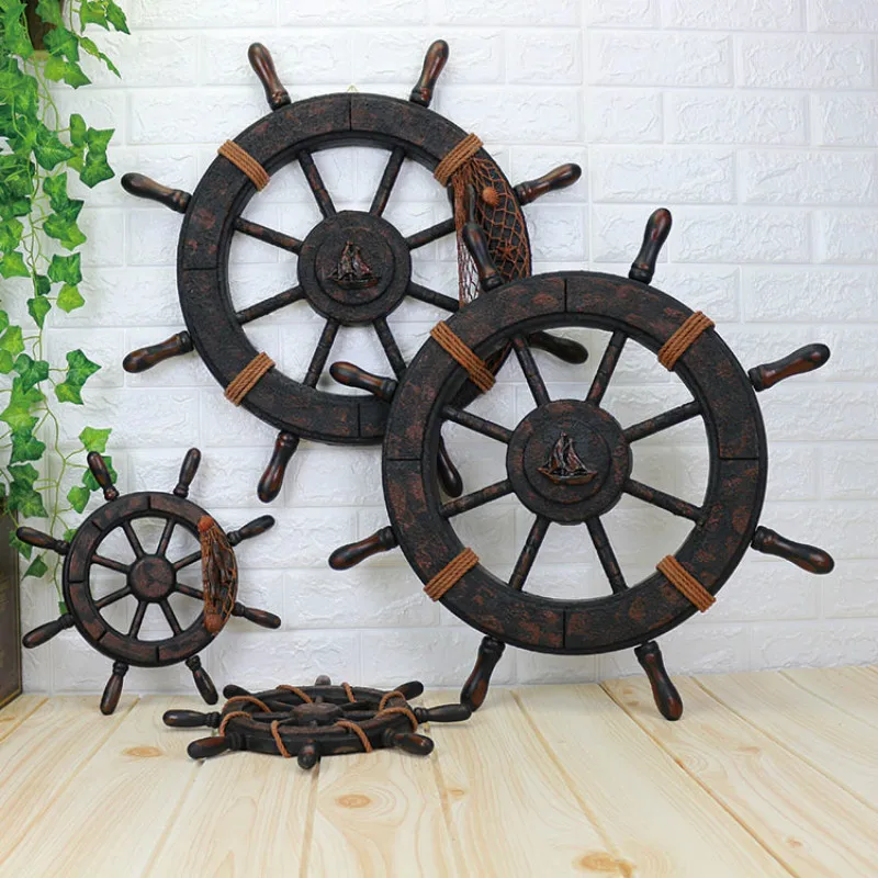 Античная домашний Настенный декор корабль штурвал и якорь Декор деревянный руль