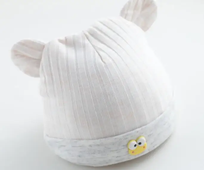 Осенне-зимние теплые детские вязаные шапки Милая мультяшная Лягушка уха повседневная детская шапка хлопок удобные уличные детские шапки с манжетами - Цвет: Белый