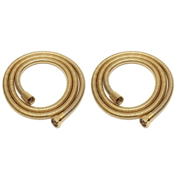 

2Pcs 1.5M Gold Shower Hose Long Spiral Flexible Stainless Steel Bathroom Water Pipe Shower Pipe Pipe Plumbing Hose