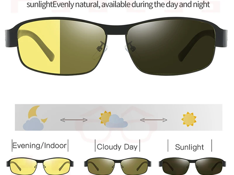 Psacss ночного видения/поляризованные/фотохромные Солнцезащитные очки Мужские Винтажные Квадратные Солнцезащитные очки для вождения рыбалки очки с держателем линз de sol