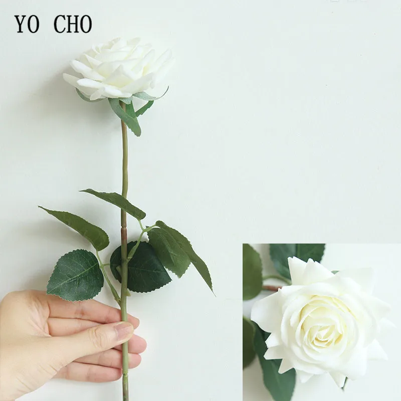 

YO CHO белые 5 шт./лот Шелковые Розы Цветы Свадебные центральные части Искусственные красные розы на ощупь для домашней вечеринки выпускного свадебного декора