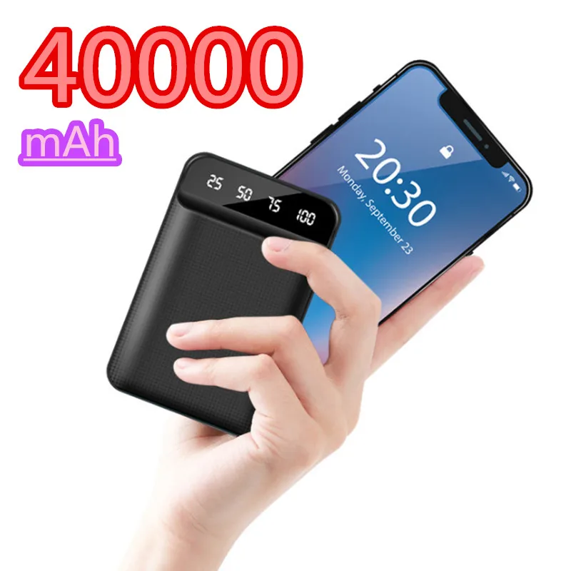40000mAh мини внешний аккумулятор Двойной USB выход Powerbank для Huawei iPhone Android Samsung