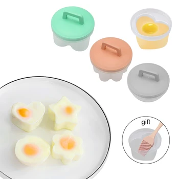 

NICEYARD 4Pcs/Set Cute Egg Cooker Plastic Egg Boiler With Lid Brush Cookware Bakeware Tool Egg Mold Kitchen Cooking Tool