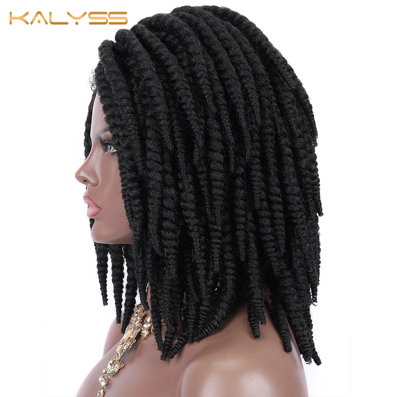 Kalyss короткие плетеные парики для чернокожих женщин косички кукурузы кружевные