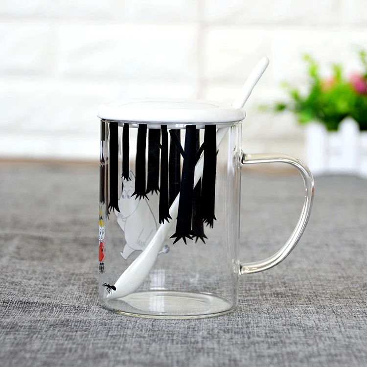 Творческий мультфильм прекрасный муминг Moomin стекло высокой емкости с крышкой Ложка для молока кофе чашка для завтрака самый красивый подарок Vaso