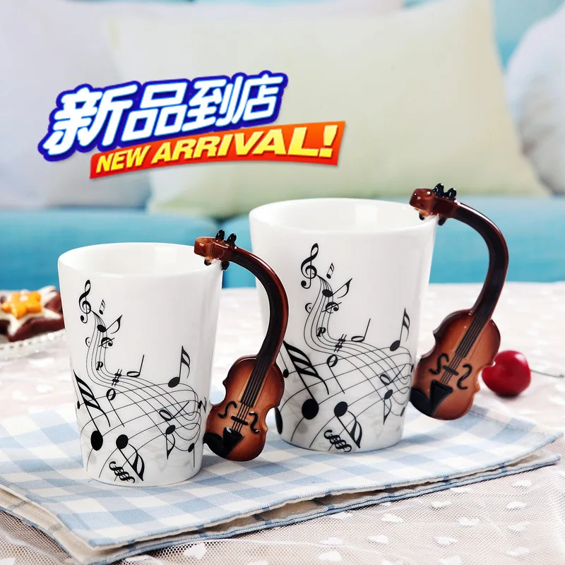 

Musical Instrument Ceramic Water Cup Creative Music Cup Notes Coffee Cup Mug Gift Box Creative