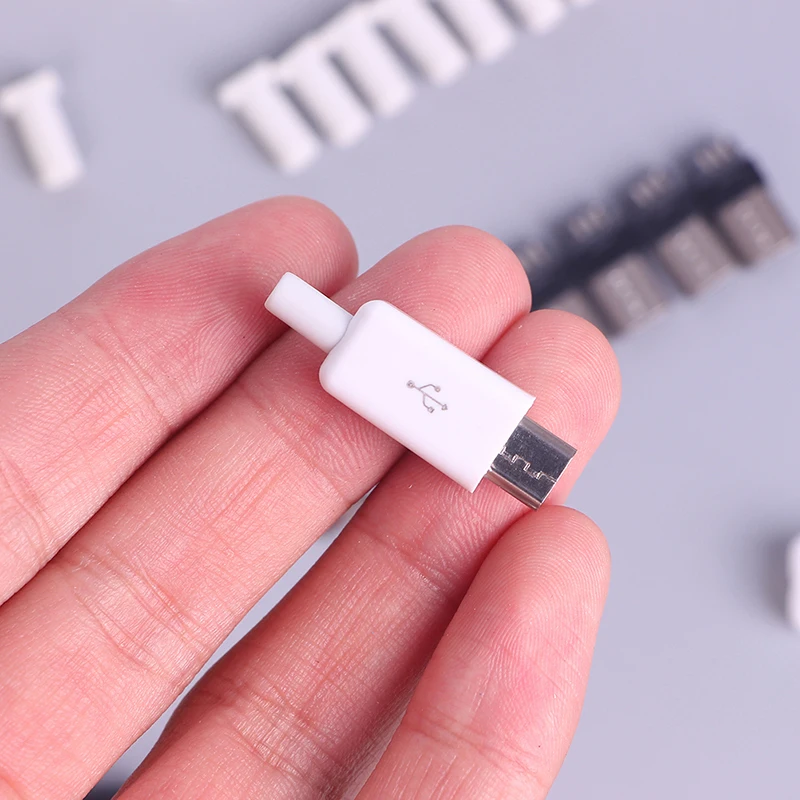 10 шт./компл. Micro 5 Pin USB сварки Тип с разъемом «папа» DIY разъем Пластик крышка черного и белого цвета