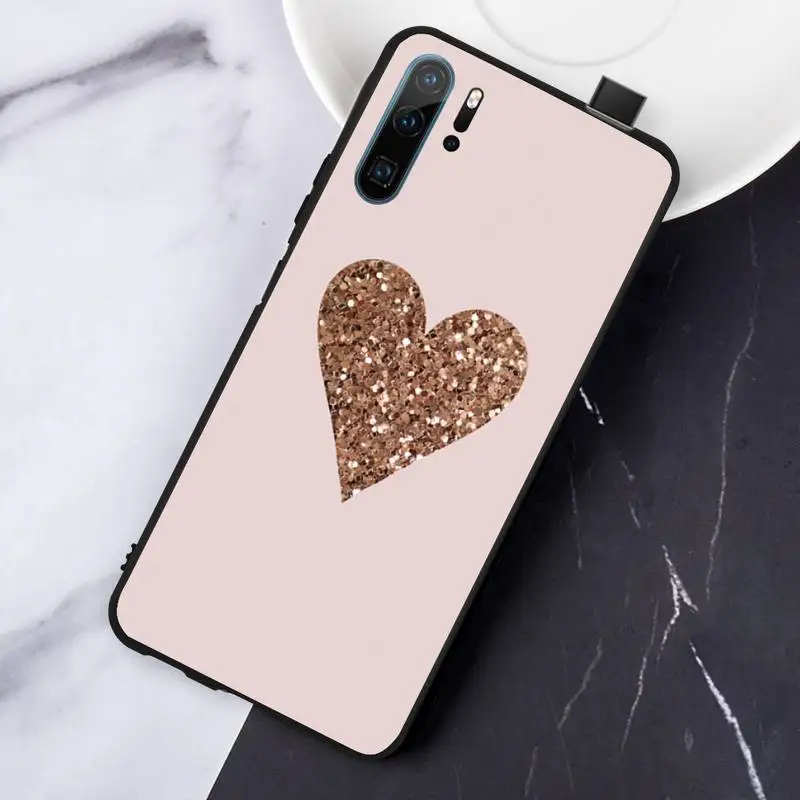 phone case for huawei Vàng Hoa Hồng Trái Tim Tình Yêu Thẩm Mỹ Ốp Lưng Điện Thoại Huawei Honor Giao Phối P 10 20 30 40 Pro 10i 9 10 20 8 X Lite waterproof case for huawei Cases For Huawei