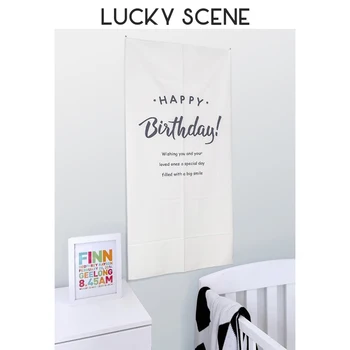

Canvas Flannel Birthday Fabric Posters White Curtain Backdrop Banner First Birthday Party 100 Days Photography Prop S01098