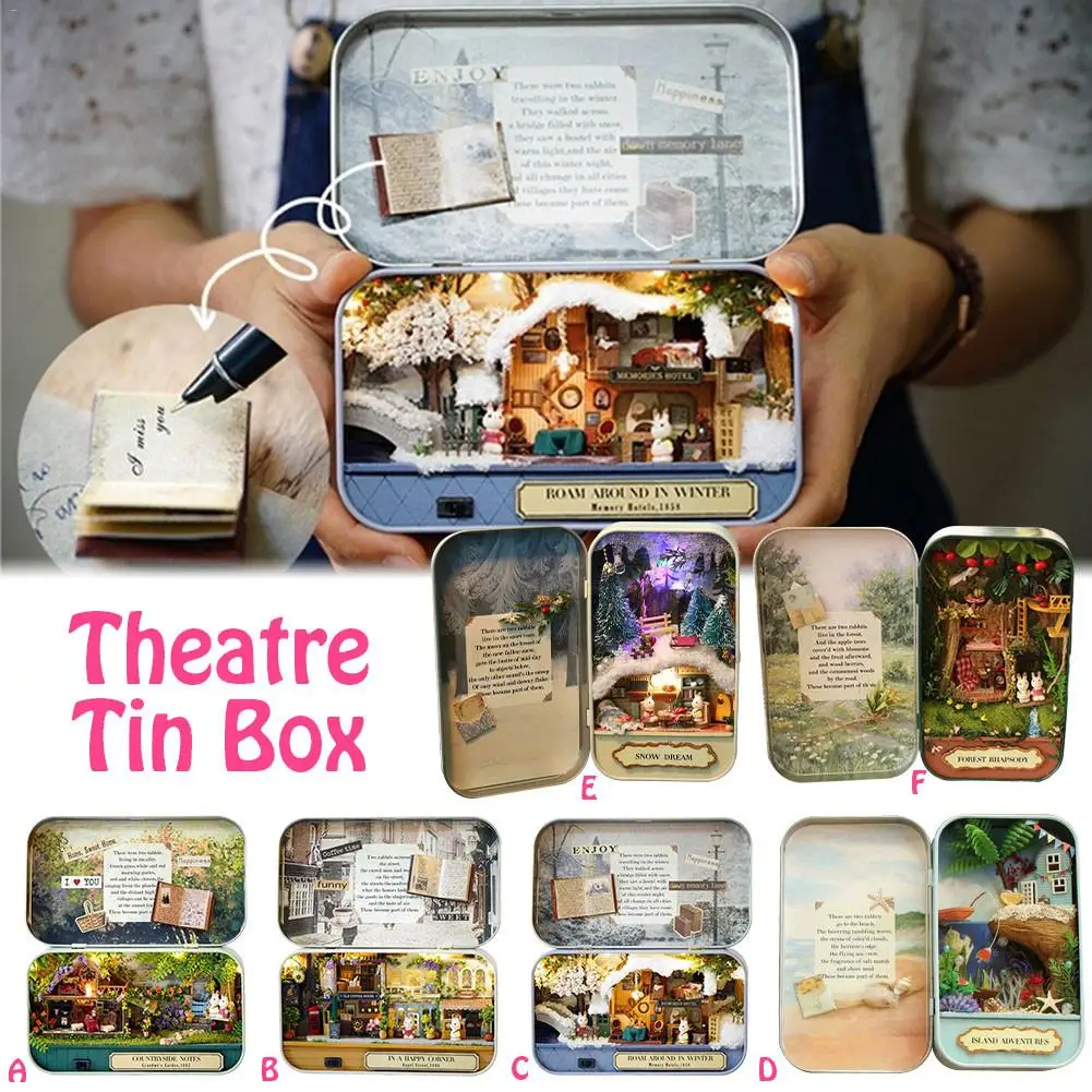 Box Theatre ностальгическая тема миниатюрная сцена деревянная миниатюрная головоломка игрушка DIY кукла домашняя мебель деревенские Примечания серии Q# E