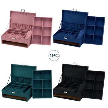 

Jewelry Box Desktop Organizer For Women Dressing Table Double Layers Rings Drawer Design Earring Necklace Home With Lock
