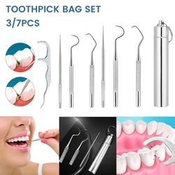 Stainless Steel Toothpick Set With Portable Toothpick Holder set Outdoor Household Travel Seal Storage Container Box Case