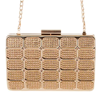 

SEKUSA Flap design crystal evening bags case box clutch bags rhinestones female purse