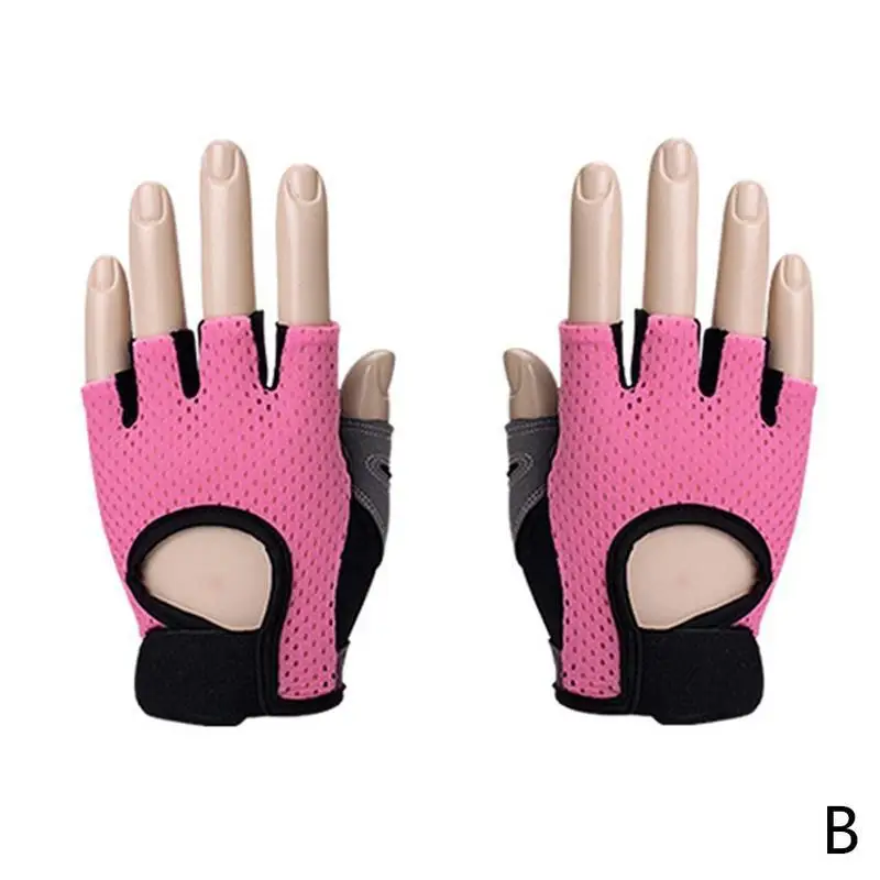 Женские Перчатки для фитнеса с защитой на половину пальцев, перчатки для тяжелой атлетики, Нескользящие дышащие защитные перчатки для тяжелой атлетики - Цвет: B