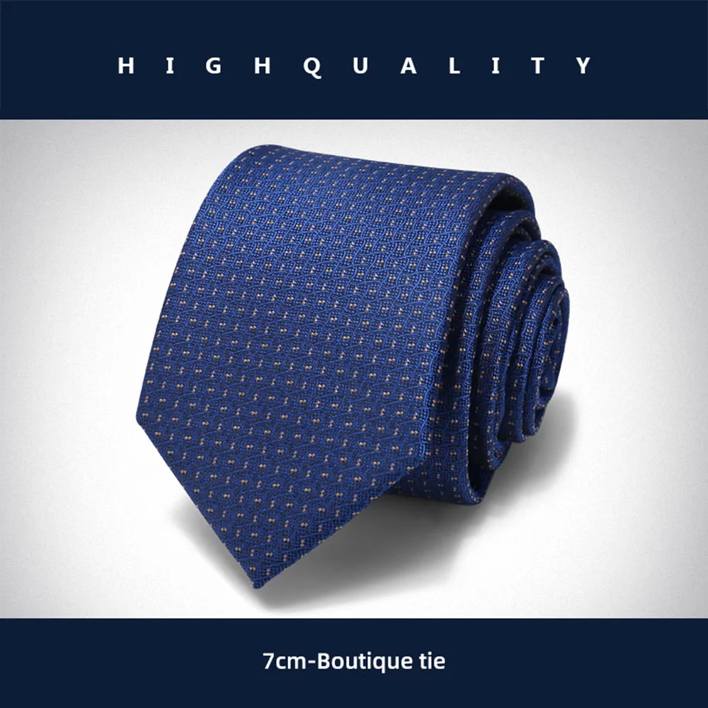 

Luxury 7 CM Blue Jacquard Tie Brand Designer Ties for Men High Quality Business Dress Shirt Necktie Male Accessories Gift