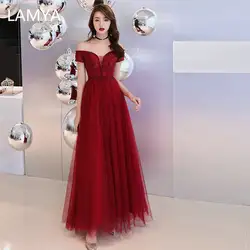 LAMYA банкетные вечерние платья с бисером и длинным v-образным вырезом vestido de festa, большие размеры, кружевное платье с аппликацией для