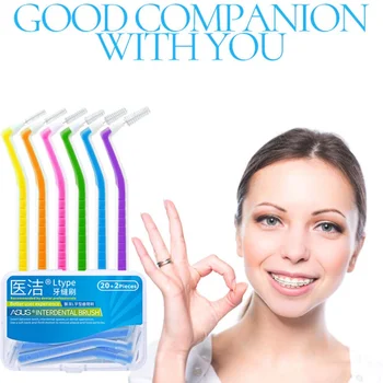 

20+2 Pcs L Shaped Interdental Brush Denta Floss Interdental Cleaners Orthodontic Dental Teeth Brush Toothpick Oral Care Tool