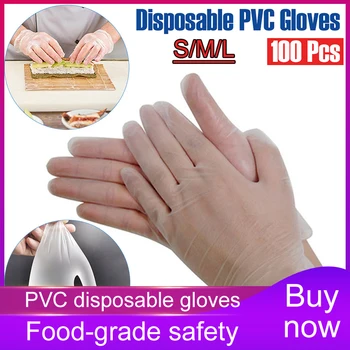 

100pcs Disposable Gloves Transparent Plastic Food Prep Safe Gloves for Cooking Kitchen BBQ Cleaning
