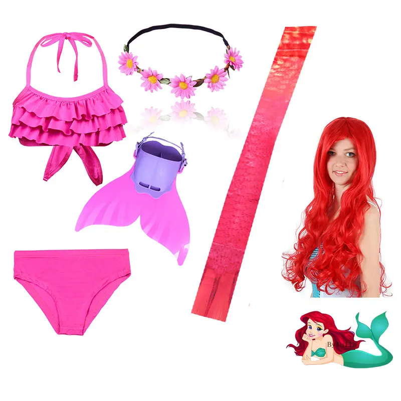 Популярный купальный костюм русалки с хвостом для девочек, купальный костюм, костюм русалки с монофином, флиппер или парик русалки