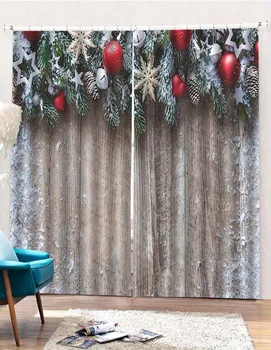 

New 2pcs Christmas Snowman Print Curtain Tulle Window Treatment Voile Drape Valance 1 Panel Fabric Window Curtain 3 Size